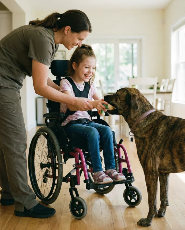 Niña Con Perro En Huellas De Inclusión